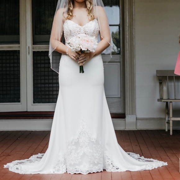 sheer beaded bodice lace wedding dress
